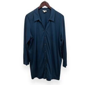 J. Jill Teal Knit Button Down Shirt Size Large